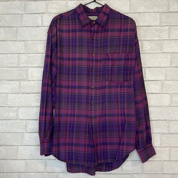 Banana Republic Safari Trading Co. Vintage Plaid Button Down Top L - Picture 1 of 4